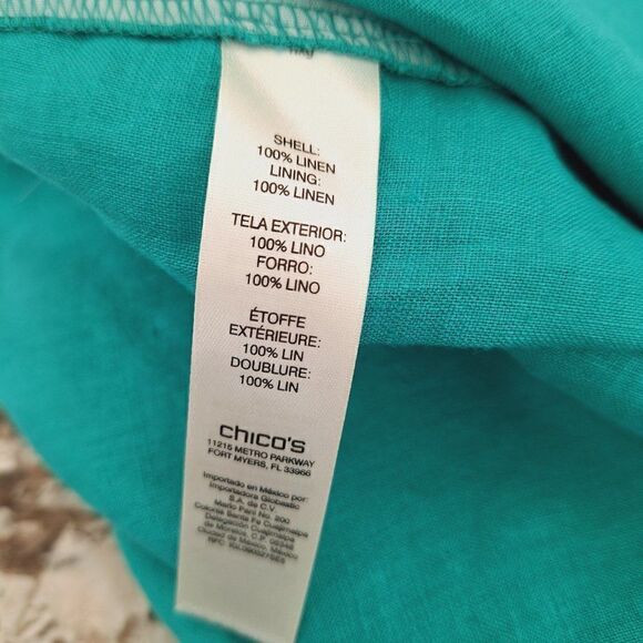 Chico's LINEN Button Up Size 0  Tunic  Lined pockets  Sleeveless - Picture 5 of 6